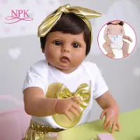 NPK 55CM Full Body Silikon Lembut Bebe Boneka Reborn Bayi Perempuan Di Tan Coklat Kulit Manusia Hidup Real Touch Tahan Air boneka