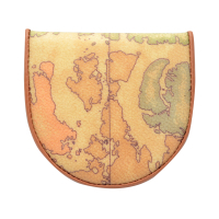 Alviero Martini 義大利地圖包 半月貝殼零錢包(小)-地圖黃