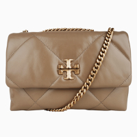 TORY BURCH Kira 大菱形紋皮革鍊帶單肩兩用包包(奶茶色