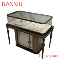 CustomCustomized Modern Top Grade Stainless Steel Glass Luxury Jewelry Showcase Display Table Cabinet Sets For Shop