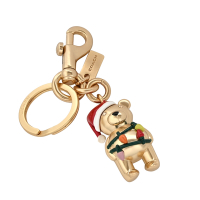 COACH耶誕燈飾金屬小熊掛扣單環鑰匙圈