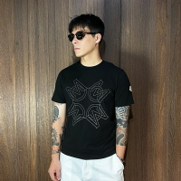 美國百分百【全新真品】MONCLER 短袖 棉質 休閒 T恤 上衣 logo 圖標 T-shirt 短T 黑色 CW02