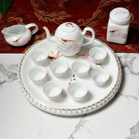 New Chinese ceramic festive Kung Fu tea set set Chinese wedding magpie tea 12 pc teapots