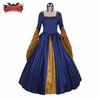 Victorian Queen Elizabeth Tudor Period Gothic Faire Tudor dress cosplay costume Anne Boleyn blue french dress royal court dress