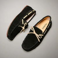 Suede Shoes Men Handmade Loafers Luxury Leather Casual Shoes Comfortable Soft Driving Shoes Office Moccasins Italian Boat Shoes