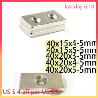 N35 40x15x4-5 40x15x5-5 40x20x3-5 40x20x4-5 40x20x5-5 Block Magnets 40x15 Strip Single Holes 5 Doubl