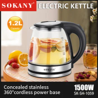Electric Glass and Steel Hot Tea Water Kettle, 1.2-Liter