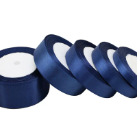 (22 Meter/pack) Deep Blue Single-sided Satin Ribbon Wedding Decoration Festival Party Decoration Clo