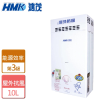 【HMK 鴻茂】自然排氣防風瓦斯熱水器 10L(H-6130 NG1/LPG RF式-含基本安裝)