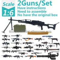 1/6 1:6 Scale Action Figures Assembly 4D Gun Model Machine Gun PKP MP40 M134 HK416 Weapon Plastic Submachine Gun Rifle Shotgun
