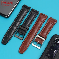 Genuine leather watch strap for swatch watchband 17mm 19mm Toothed interface wristwatches band men women sport leather bracelet
