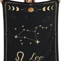 Twelve Constellations Flannel Throw Blanket Minimalist Star Pattern Blanket Libra Gemini King Queen Size for Bed Sofa Couch Gift