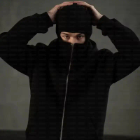2K Hooded Face Mask Zipper Design Sports Jacket Men's Zipper Sweater Hat Warm Casual Jacket Sweater 