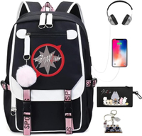 Stray Kids Backpack School Bag with SKZ  and SKZ Pen Bag USB Charging Laptop Backpack18.1 Inch Large