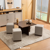 Dekoruma ASAKA Meja Tamu 5in1 (Set 1 Meja + 4 Stool) / Meja Kopi Ruang Tamu dan Bangku / Meja Kursi 