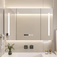 Modern Intelligent Bathroom Mirrors Home Wall-mounted Bath Mirror Storage Cabinet Integrated Minimalist Bathroom Mirrors Cabinet