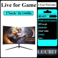 LUCBIT Gamer Monitors 27 2K 144hz 165hz 1MS Curved Screen for Desktop Display