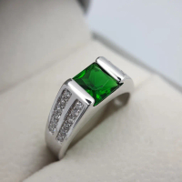 Bentley Green 925 Genuine Sterling Silver Engagement Green Men Ring