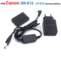 DR-E12 DC Coupler LP-E12 Fake Battery+QC3.0 USB Charger Adapte+ACK-E12 USB Cable For Canon EOS M2 M10 M50 M100 M200 Camera
