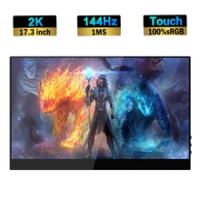17.3 Inch 2K 144Hz Touchscreen Portable Monitor 2560x1440p 1MS FreeSync Game IPS Screen Display For PC Laptop Xbox PS4/5 Switch