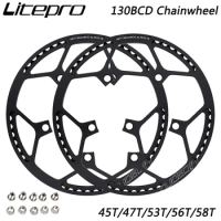 Litepro 130BCD Single Speed Folding Bike Crankset BMX Chainwheel 45T/47T/53T/56T/58T AL7075 Chainring Bicycle Parts