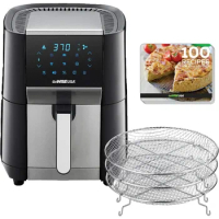 DUTRIEUX cooking air fryers on 7-Quart Air Fryer Stackable Preheat &amp; Broil Functions + 100 Recipes (Black/Stainless Steel)