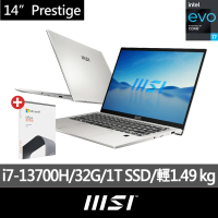 【MSI】Office 2021★14吋i7輕薄商務筆電(Prestige 14 Evo/i7-13700H/32G/1T SSD/W11/495TW)