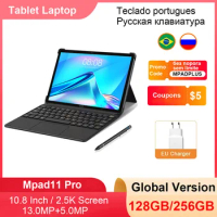 2024 Upgraded Mpad Plus 4G Network 2 in 1 Tablet Laptop With Keyboard 256GB ROM Tablet Android 10.8 Inch Tablet GPS 2560*1600