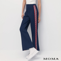 【MOMA】運動風壓褶寬褲(深藍色)