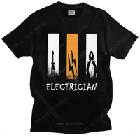 Proud Electrician T Shirt Pre-shrunk Cotton Tshirt Handsome Tee Short Sleeves Lineman Engineer Gift T-shirt Slim Fit Clothing