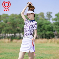 SSV高爾夫夏季短袖新款上衣女服裝套裝運動短裙緊身GOLF吸汗印花2021