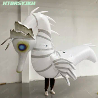 3M Inflatable Illuminous Sea Horse with White LED Light Air Blow Marine Animal Mascot Event Stage Decor Nightclub Advertising