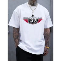 เสื้อยืดผู้ชาย ลายภาพยนตร์ Top Gun: Maverick ของทางการ เนื้อผ้านุ่ม ระบายอากาศได้ดี สำหรับคนตัวใหญ่แ