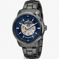【MASERATI 瑪莎拉蒂】瑪莎拉蒂男錶型號R9823121001(寶藍色錶面黑錶殼深黑色精鋼錶帶款)