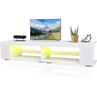 HOUAGI LED TV Stand for Up to 75 Inch TV,Modern High Gloss Entertainment Center with Open Shelf,TV Stand Console Table for Livin