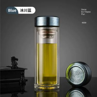 其他品牌 - 雙層玻璃杯高硼矽帶蓋男士水杯茶水分離耐高溫杯子蓋子網純鈦茶杯