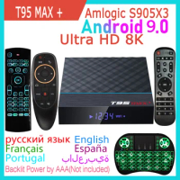 T95 MAX PLUS Amlogic S905X3 Quad Core Android 9.0 8K HDR LAN 100M Dual Wifi 2.4G 5G BT4.0 RAM 4GB ROM 32GB 64GB Smart TV Box