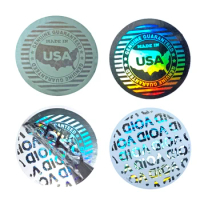 Anti-fake Hologram Laser Holographic Sticker warranty seal Label GUARANTEED MADE IN USA Security sticker for package 20mm