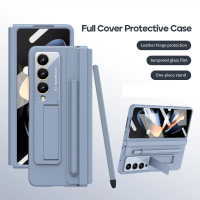 เคสแบบพับหรูสำหรับ Samsung Galaxy Z Fold 6/Fold 5/Fold 4 พร้อมปากกา S Pen และฟิล์มกันรอยหน้าจอ