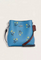 COACH Coach Mini Town Bucket Bag With Floral Bow Print Blue Multi