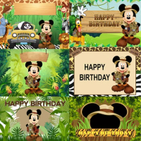 Mickey Wildlife Jungle Theme Background Cloth Photo Shooting Background Baby Birthday Party Decoration Photography Studio Props