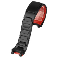 PCAVO Black Red bottom Stainless Steel Replacement Watch Band for MTG-B1000 Men Watchband Bracelet Accessories