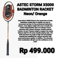 Raket Badminton Toalson Astec Storm X5000 5U/79g Bulutangkis Red Black