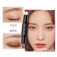 雙色眼影棒防水持久大地色高光珠光閃粉(4#)(月光白+咖啡色)#N80_014_216