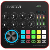 Takstar MX1 PRO Mixer Webcast Sound Card Adjustment knobs for entertainment webcast,inﬂuencer market