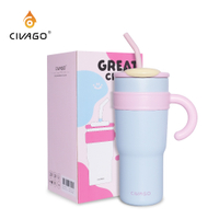 CIVAGO（23oz/40oz）แก้วเก็บความเย็นพร้อมหลอดดูด ความจุขนาดใหญ่ สเตนเลส 316 ลิตร เก็บน้ำแข็งได้