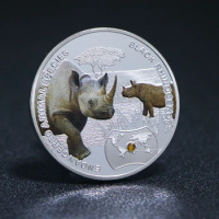 Zambia Republic 1OZ Silver Coin African Wildlife Black Rhinoceros Animal Commemorative Coins Collection