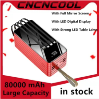 2022 Cncncool 80000mAh Large Capacity LED Powerbank 80000 MAh 2.1A Fast Charging External Battery Camping For IPhone Samsung