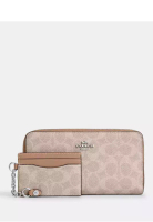 COACH Long Zip Around Wallet With Detachable Card Case In Signature Canvas