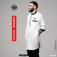 SAMASE Ghamis Gamis  R061P Baju Koko Muslim Pria Dewasa Lengan 3/4